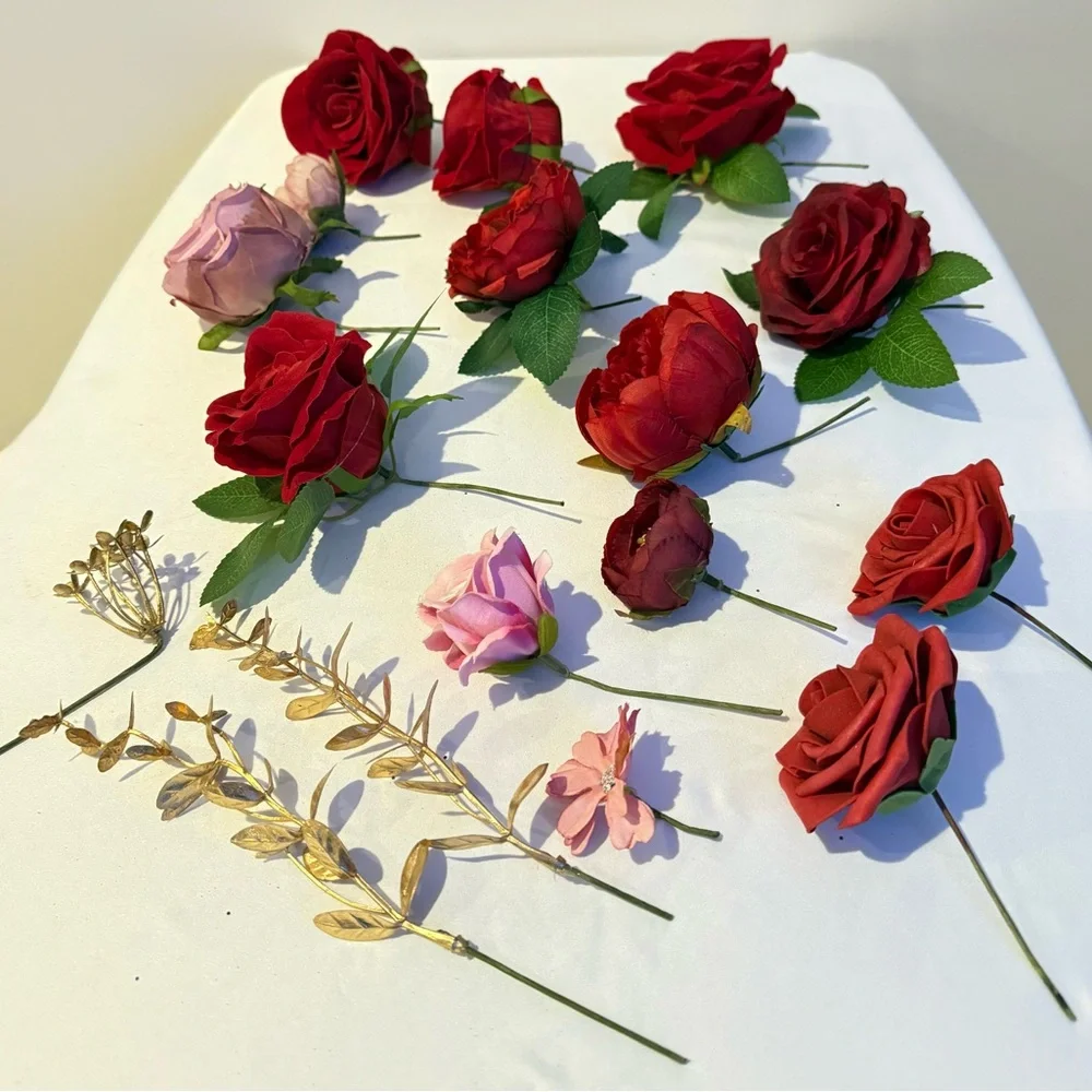 17 PCS Artificial Flowers Combo Fake Flowers for DIY.